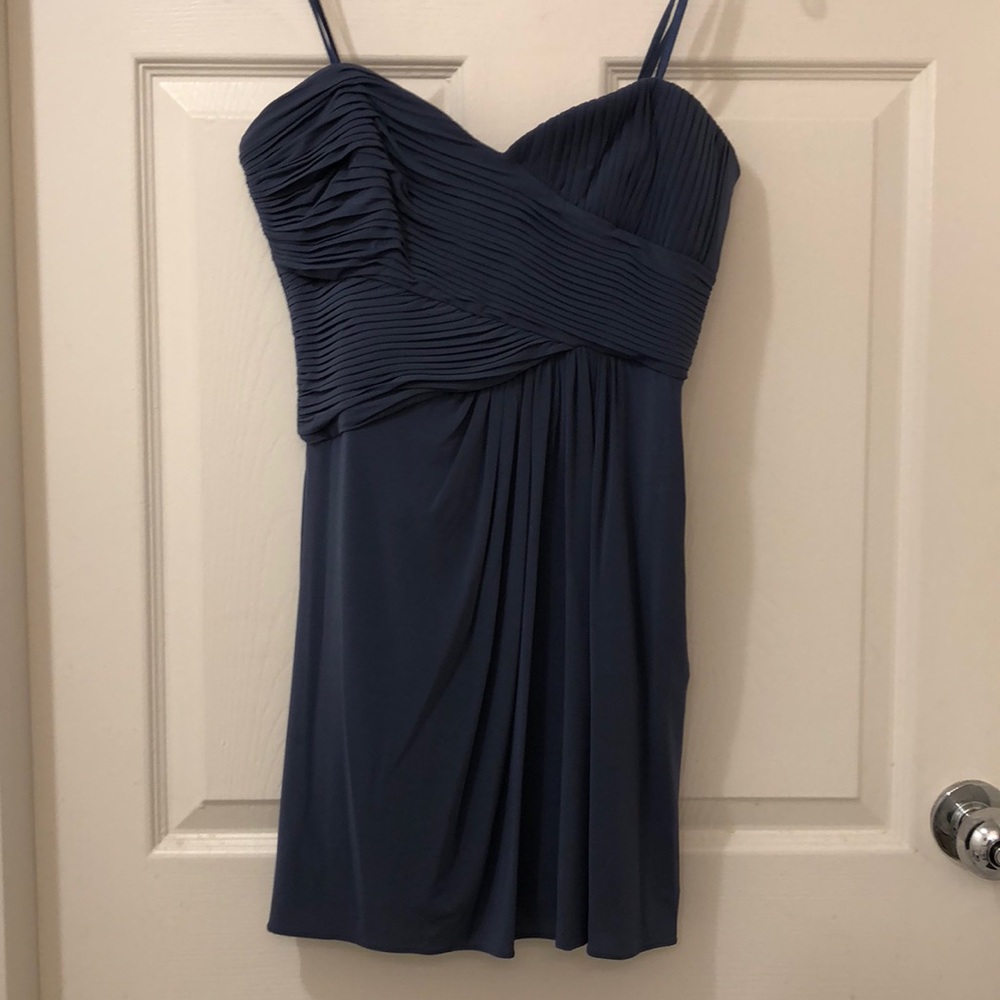 BCBG petite strapless blue dress